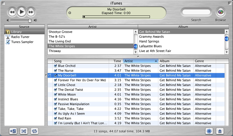 The iTunes interface as it first appeared in 2001